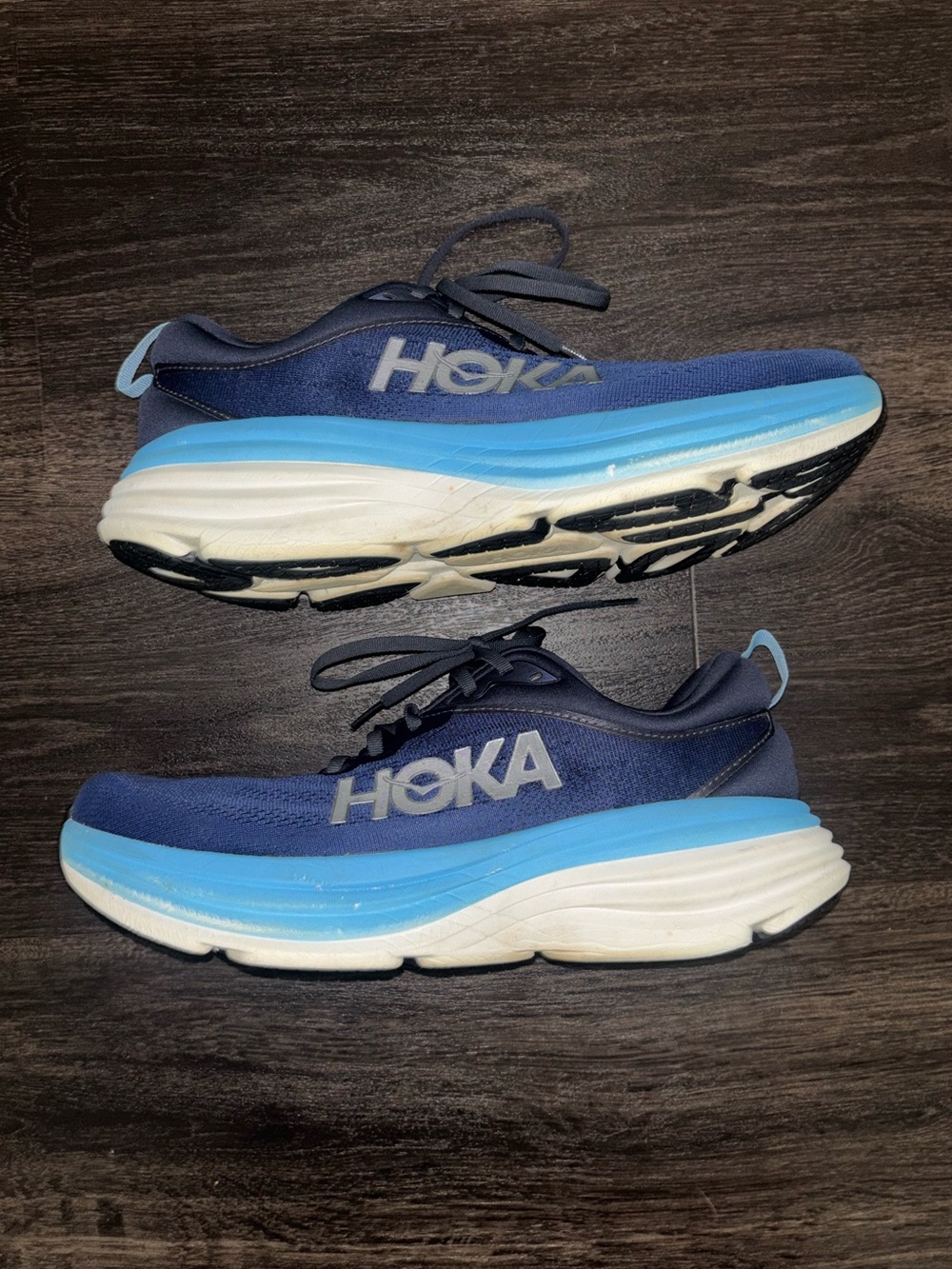 Hoka One One Men's Bondi 8 Running Shoes Navy Comfort Cushioned Walking 12 2E